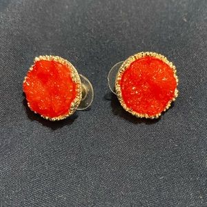 Plunder earrings red and silver.  Never worn